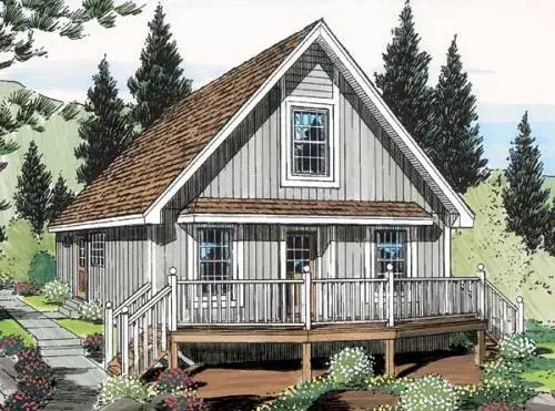 Traditional house plans 46-639 - front exterior, 1,027 sq ft, 2 bed, 1 bath house plans | Monster House Plans