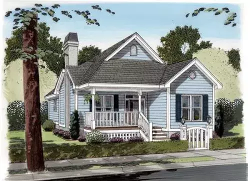 Country house plans 46-741 - front exterior, 1,451 sq ft, 3 bed, 2 bath house plans | Monster House Plans