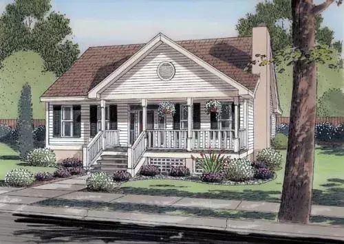 Traditional house plans 46-742 - front exterior, 1,463 sq ft, 3 bed, 2 bath house plans | Monster House Plans