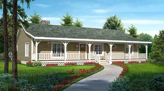 Country house plans 46-749 - front exterior, 1,792 sq ft, 3 bed, 2 bath house plans | Monster House Plans