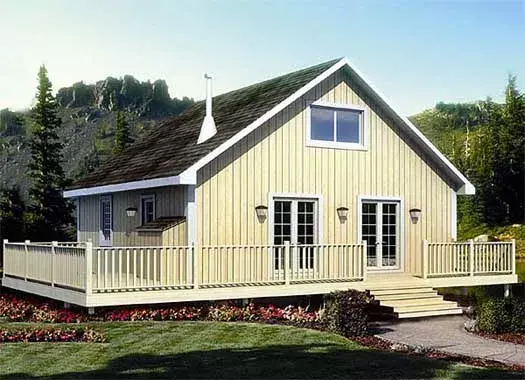Traditional house plans 46-751 - front exterior, 1,090 sq ft, 2 bed, 1 bath house plans | Monster House Plans