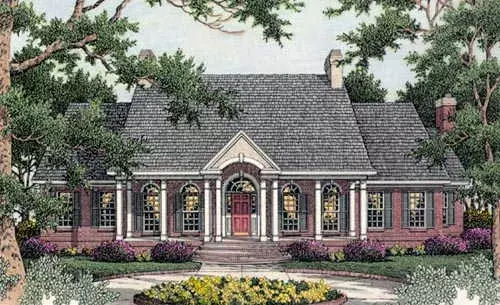Southern Colonial house plans 47-101 - front exterior, 2,475 sq ft, 3 bed, 2 bath house plans | Monster House Plans