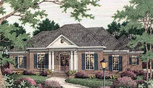 Southern Colonial house plans 47-115 - front exterior, 3,084 sq ft, 4 bed, 2 bath house plans | Monster House Plans