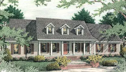Country house plans 47-124 - front exterior, 1,865 sq ft, 3 bed, 2 bath house plans | Monster House Plans