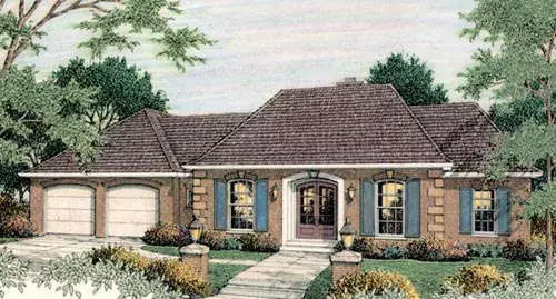 European house plans 47-125 - front exterior, 3,175 sq ft, 3 bed, 2 bath house plans | Monster House Plans