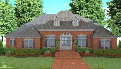 European house plans 47-127 - front exterior, 3,910 sq ft, 4 bed, 3 bath house plans | Monster House Plans