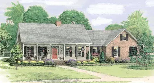 Country house plans 47-129 - front exterior, 2,034 sq ft, 3 bed, 2 bath house plans | Monster House Plans