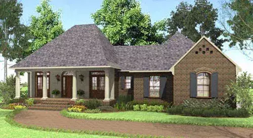 Acadian house plans 47-135 - front exterior, 2,018 sq ft, 3 bed, 2 bath house plans | Monster House Plans