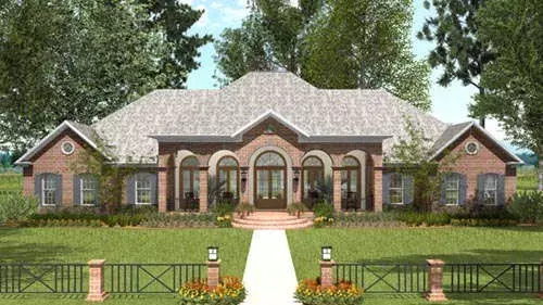 European house plans 47-141 - front exterior, 4,816 sq ft, 4 bed, 4 bath house plans | Monster House Plans