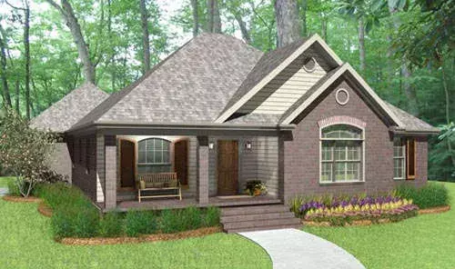 Traditional house plans 47-148 - front exterior, 1,609 sq ft, 3 bed, 2 bath house plans | Monster House Plans