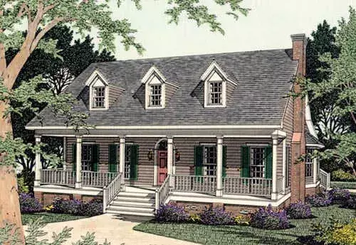 Country house plans 47-154 - front exterior, 2,071 sq ft, 3 bed, 2 bath house plans | Monster House Plans