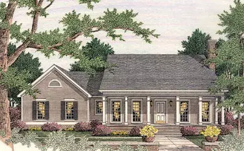 Southern house plans 47-185 - front exterior, 1,675 sq ft, 3 bed, 2 bath house plans | Monster House Plans