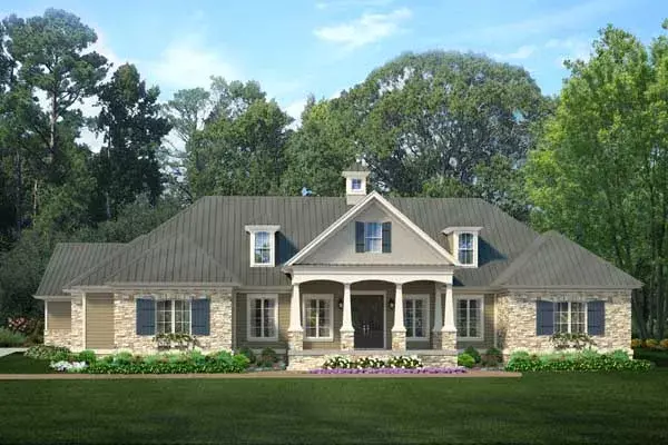 Southern house plans 47-196 - front exterior, 3,613 sq ft, 3 bed, 4 bath house plans | Monster House Plans