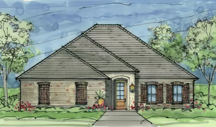 French Country house plans 47-289 - front exterior, 1,967 sq ft, 3 bed, 2 bath house plans | Monster House Plans