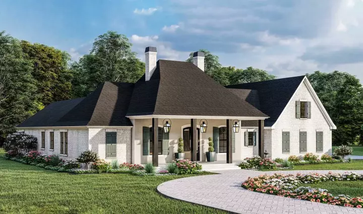 Country house plans 47-365 - front exterior, 3,507 sq ft, 4 bed, 3 bath house plans | Monster House Plans