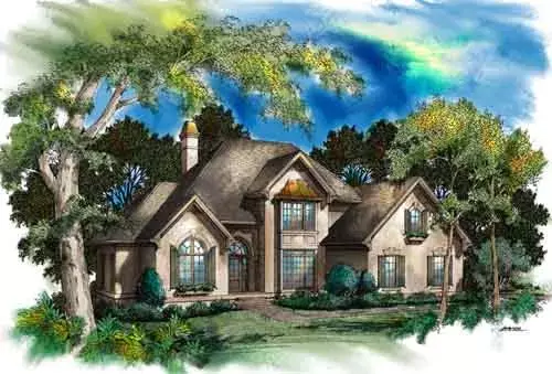 European house plans 48-111 - front exterior, 2,918 sq ft, 4 bed, 3 bath house plans | Monster House Plans