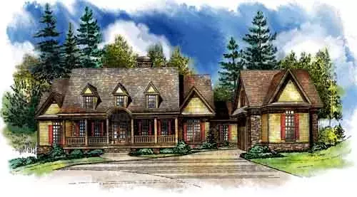Country house plans 48-114 - front exterior, 3,476 sq ft, 3 bed, 3 bath house plans | Monster House Plans