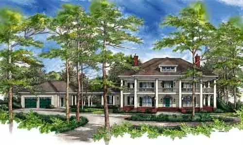 Southern Colonial house plans 48-116 - front exterior, 5,084 sq ft, 4 bed, 4 bath house plans | Monster House Plans