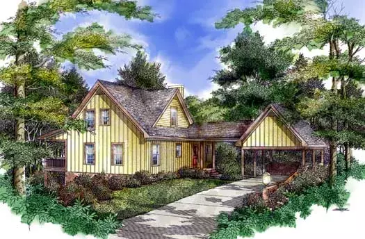 Country house plans 48-118 - front exterior, 1,413 sq ft, 3 bed, 2 bath house plans | Monster House Plans