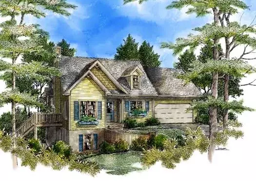 Traditional house plans 48-119 - front exterior, 1,452 sq ft, 3 bed, 2 bath house plans | Monster House Plans
