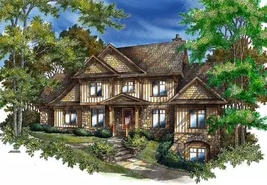 Craftsman house plans 48-135 - front exterior, 2,517 sq ft, 4 bed, 2 bath house plans | Monster House Plans