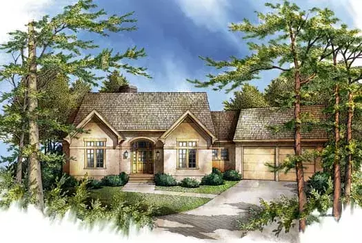 European house plans 48-136 - front exterior, 2,586 sq ft, 3 bed, 2 bath house plans | Monster House Plans