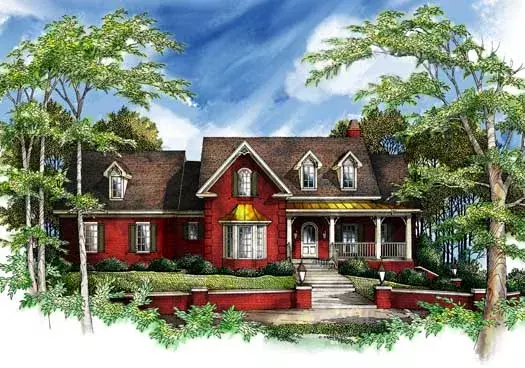 Country house plans 48-137 - front exterior, 2,597 sq ft, 3 bed, 3 bath house plans | Monster House Plans