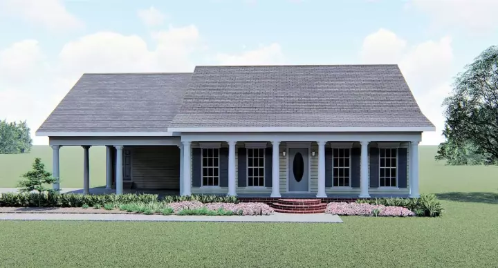 Southern house plans 49-106 - front exterior, 1,152 sq ft, 2 bed, 1 bath house plans | Monster House Plans