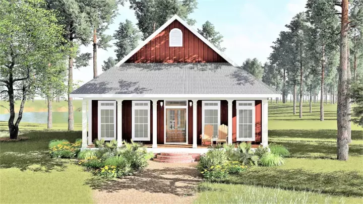 Country house plans 49-110 - front exterior, 1,292 sq ft, 3 bed, 1 bath house plans | Monster House Plans