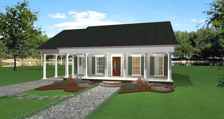 Southern house plans 49-112 - front exterior, 1,301 sq ft, 2 bed, 2 bath house plans | Monster House Plans