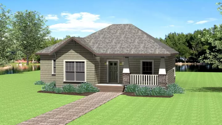 Craftsman house plans 49-114 - front exterior, 1,327 sq ft, 3 bed, 2 bath house plans | Monster House Plans