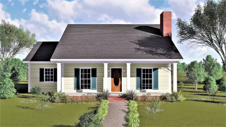Country house plans 49-116 - front exterior, 1,377 sq ft, 3 bed, 1 bath house plans | Monster House Plans