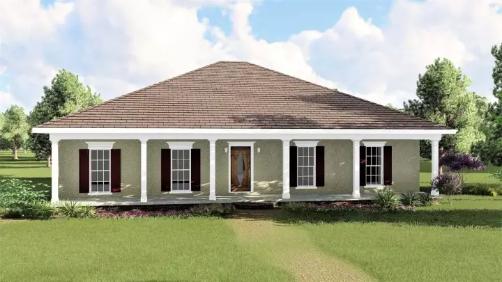 Southern house plans 49-118 - front exterior, 1,500 sq ft, 3 bed, 2 bath house plans | Monster House Plans