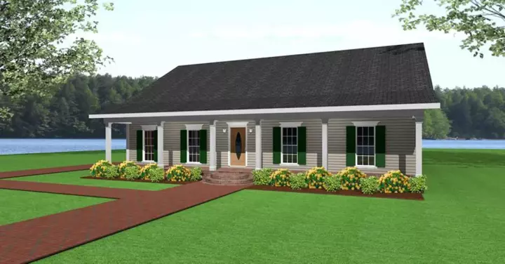 Country house plans 49-119 - front exterior, 1,500 sq ft, 3 bed, 2 bath house plans | Monster House Plans