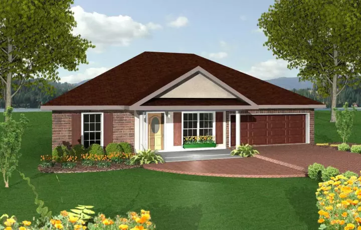 Traditional house plans 49-121 - front exterior, 1,551 sq ft, 3 bed, 2 bath house plans | Monster House Plans
