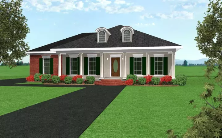 Southern house plans 49-123 - front exterior, 1,571 sq ft, 3 bed, 2 bath house plans | Monster House Plans