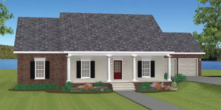 Southern house plans 49-126 - front exterior, 1,629 sq ft, 3 bed, 2 bath house plans | Monster House Plans