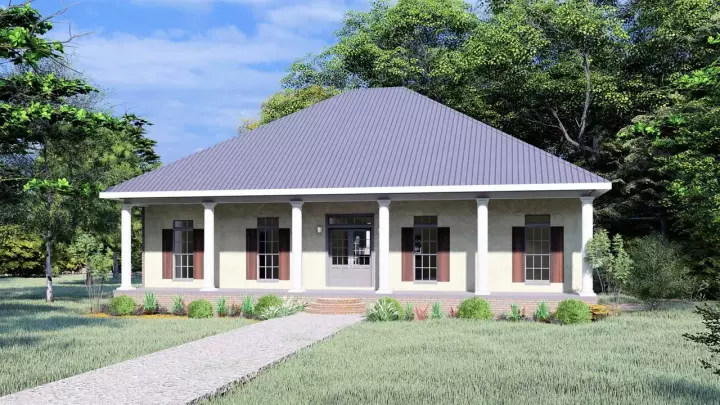 Southern house plans 49-127 - front exterior, 1,640 sq ft, 3 bed, 2 bath house plans | Monster House Plans