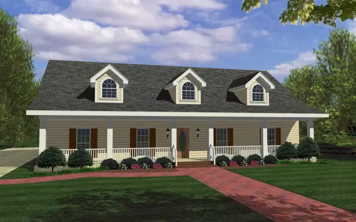 Farmhouse house plans 49-135 - front exterior, 1,856 sq ft, 4 bed, 3 bath house plans | Monster House Plans