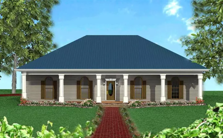 Southern house plans 49-138 - front exterior, 1,856 sq ft, 4 bed, 3 bath house plans | Monster House Plans