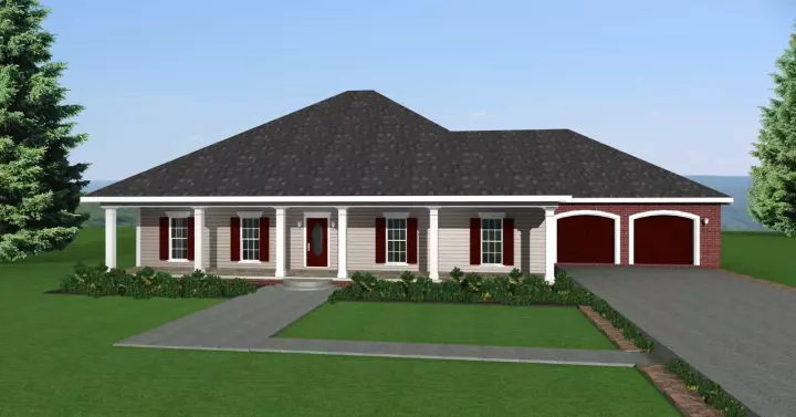 Southern house plans 49-146 - front exterior, 2,091 sq ft, 3 bed, 2 bath house plans | Monster House Plans