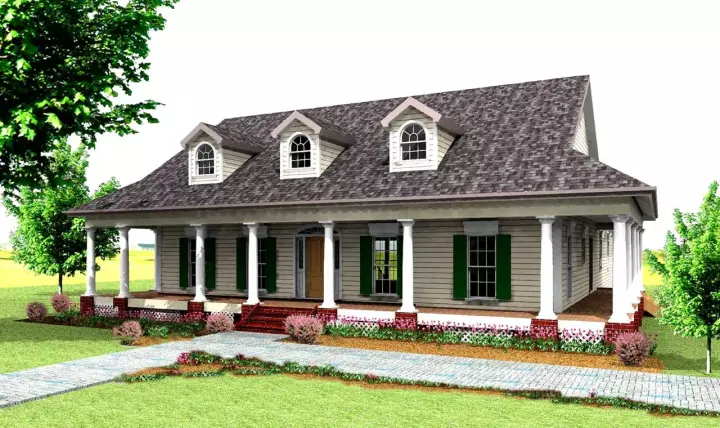 Southern house plans 49-148 - front exterior, 2,123 sq ft, 3 bed, 2 bath house plans | Monster House Plans