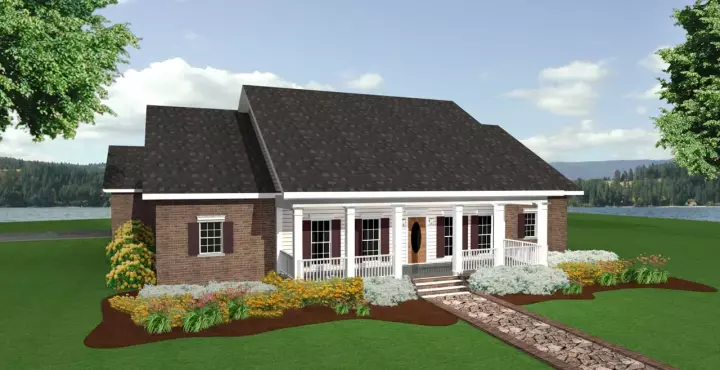 Southern house plans 49-156 - front exterior, 2,214 sq ft, 3 bed, 2 bath house plans | Monster House Plans