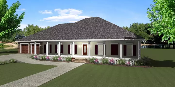 Southern house plans 49-168 - front exterior, 2,380 sq ft, 4 bed, 2 bath house plans | Monster House Plans