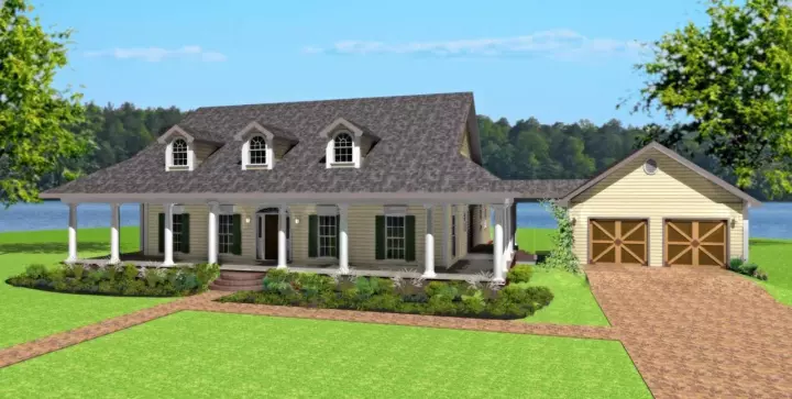 Southern house plans 49-170 - front exterior, 2,452 sq ft, 4 bed, 2 bath house plans | Monster House Plans