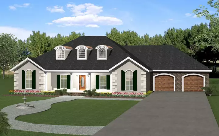 European house plans 49-173 - front exterior, 2,550 sq ft, 5 bed, 3 bath house plans | Monster House Plans