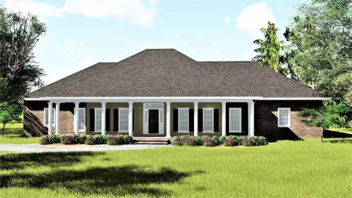 Southern house plans 49-175 - front exterior, 2,614 sq ft, 4 bed, 2 bath house plans | Monster House Plans