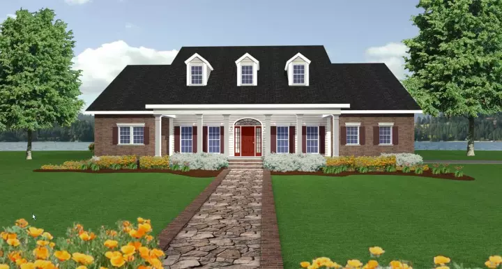 Southern Colonial house plans 49-176 - front exterior, 2,668 sq ft, 4 bed, 3 bath house plans | Monster House Plans