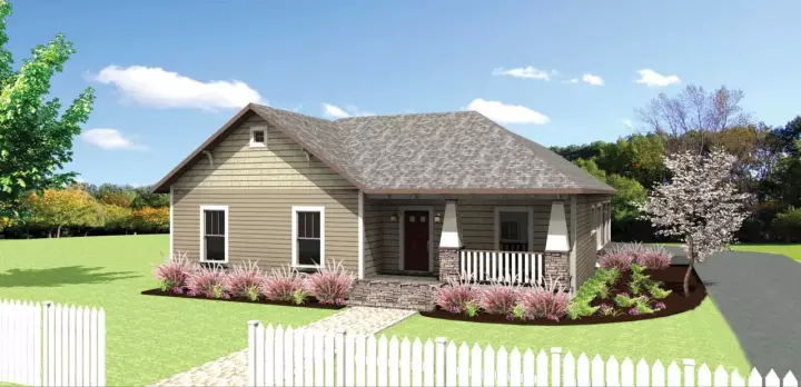 Craftsman house plans 49-183 - front exterior, 1,612 sq ft, 4 bed, 2 bath house plans | Monster House Plans