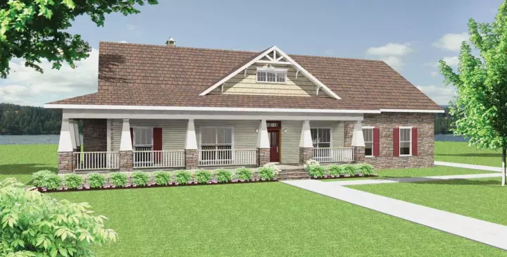 Craftsman house plans 49-185 - front exterior, 2,818 sq ft, 4 bed, 3 bath house plans | Monster House Plans
